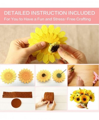 BAZIMA DIY Felt Flower Art Craft Kit DIY Felt Sunflower Bouquet Kit Floral Gifts Beginner Craft Kit Arrange Pre-Cut Felt Flow...