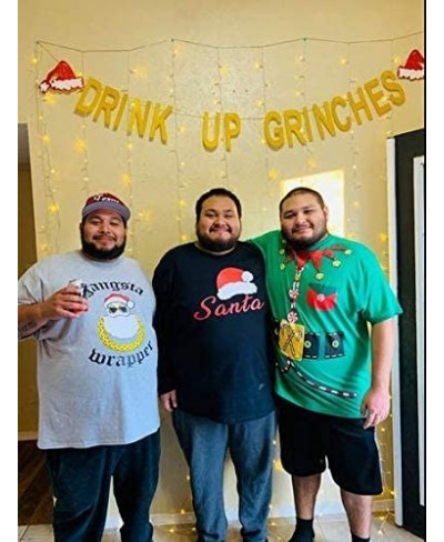 Drink Up Grinches Banner Gold Glitter Grinch Christmas Decorations The Grinch Party Decor Merry Christmas Banner Ugly Christm...