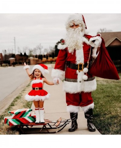 Toddler Baby Girls Christmas Onesie Velvet Halter Furry Romper Dress and Santa Hat Baby Christmas Costume $21.08 - Kids' Cost...