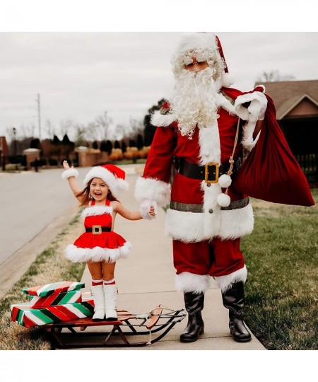 Toddler Baby Girls Christmas Onesie Velvet Halter Furry Romper Dress and Santa Hat Baby Christmas Costume $21.08 - Kids' Cost...