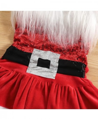 Toddler Baby Girls Christmas Onesie Velvet Halter Furry Romper Dress and Santa Hat Baby Christmas Costume $21.08 - Kids' Cost...