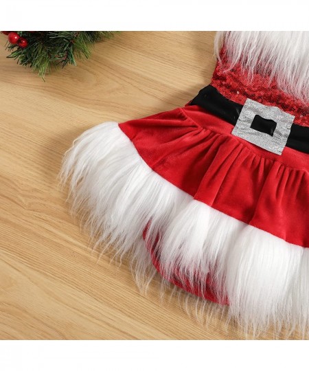 Toddler Baby Girls Christmas Onesie Velvet Halter Furry Romper Dress and Santa Hat Baby Christmas Costume $21.08 - Kids' Cost...