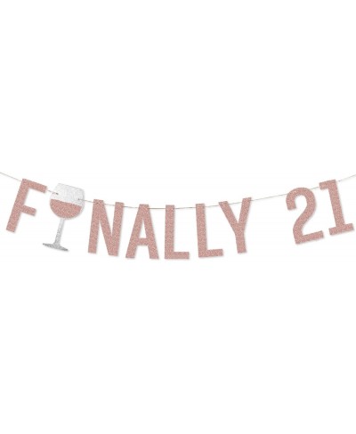 Finally 21 Banner - 21 Birthday Decorations for Her - Rose Gold & Silver Themed Happy 21st Birthday Decorations for Her - 21s...