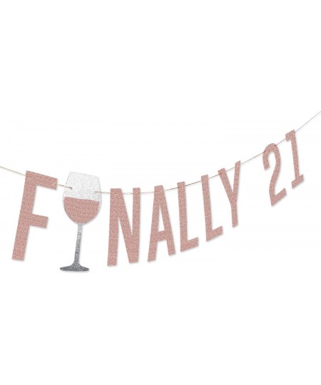 Finally 21 Banner - 21 Birthday Decorations for Her - Rose Gold & Silver Themed Happy 21st Birthday Decorations for Her - 21s...