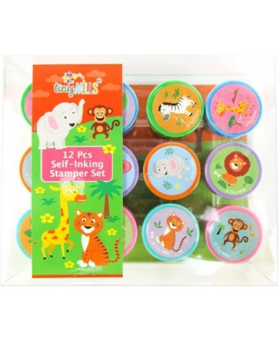 12 Pcs Safari Jungle Animals Stamp Kit for Kids Self Inking Stamps Gift Jungle Book Party Favor Bag Stuffer Teacher Stamps $1...