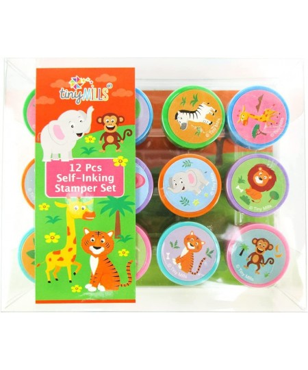 12 Pcs Safari Jungle Animals Stamp Kit for Kids Self Inking Stamps Gift Jungle Book Party Favor Bag Stuffer Teacher Stamps $1...