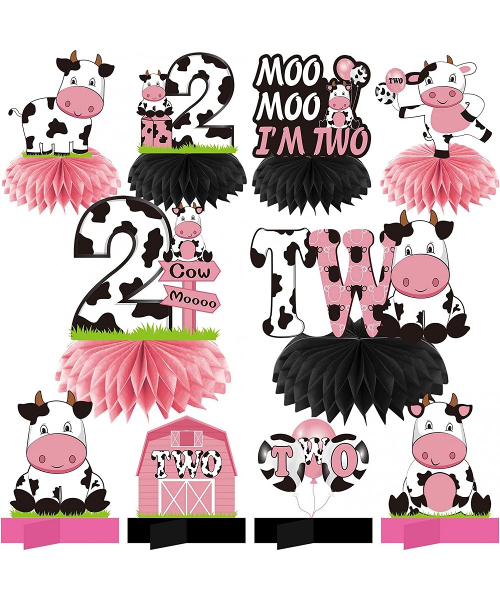 Holy Cow Im Two Birthday Decorations for Girl Pink Cow 2nd Birthday Honeycomb Centerpiece Party Supplies Moo Moo I'm Two Cow ...