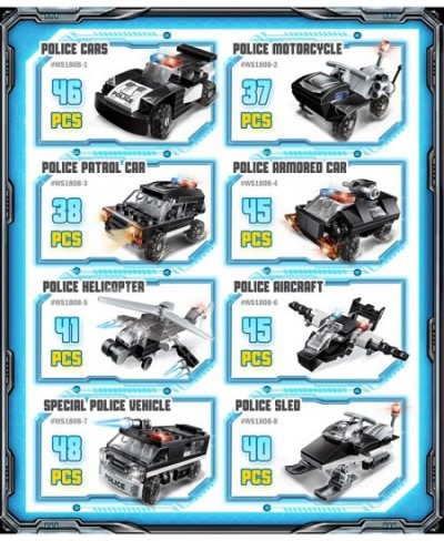 City Police SWAT Building Block Set - 8 in 1 Black Armored SWAT Vehicles with Cop Cars Helicopter Motorbike Best Roleplay STE...