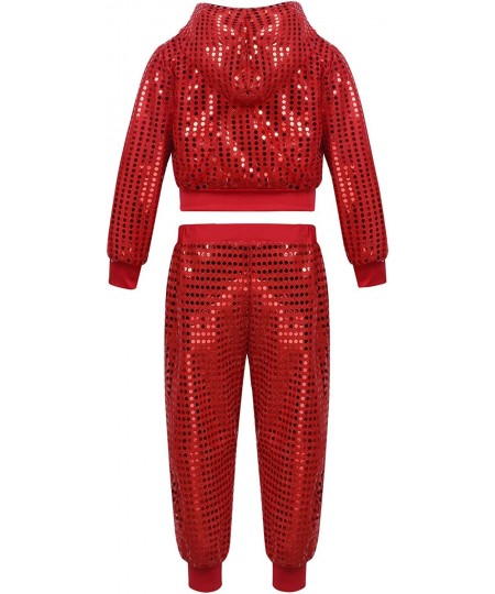 Girls Boy's Hip-hop Jazz Performance Costume Street Dance Outfits Sequins Jacket Coat Hooded Tops Pants Set $21.85 - Kids' Co...