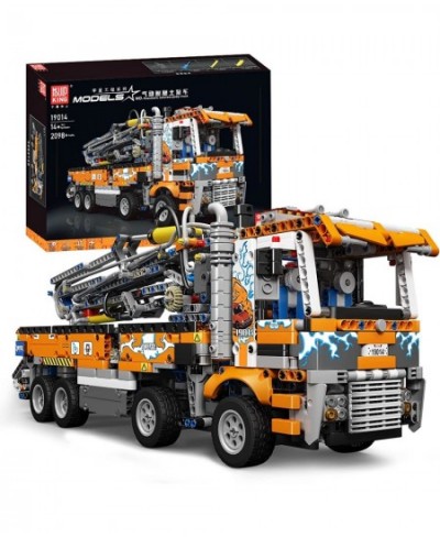 19014 Technology Pneumatic Concrete Pump Truck Building Kit Multicolor Engineering Telescopic Crane Toys with Pneumatic 2106 ...