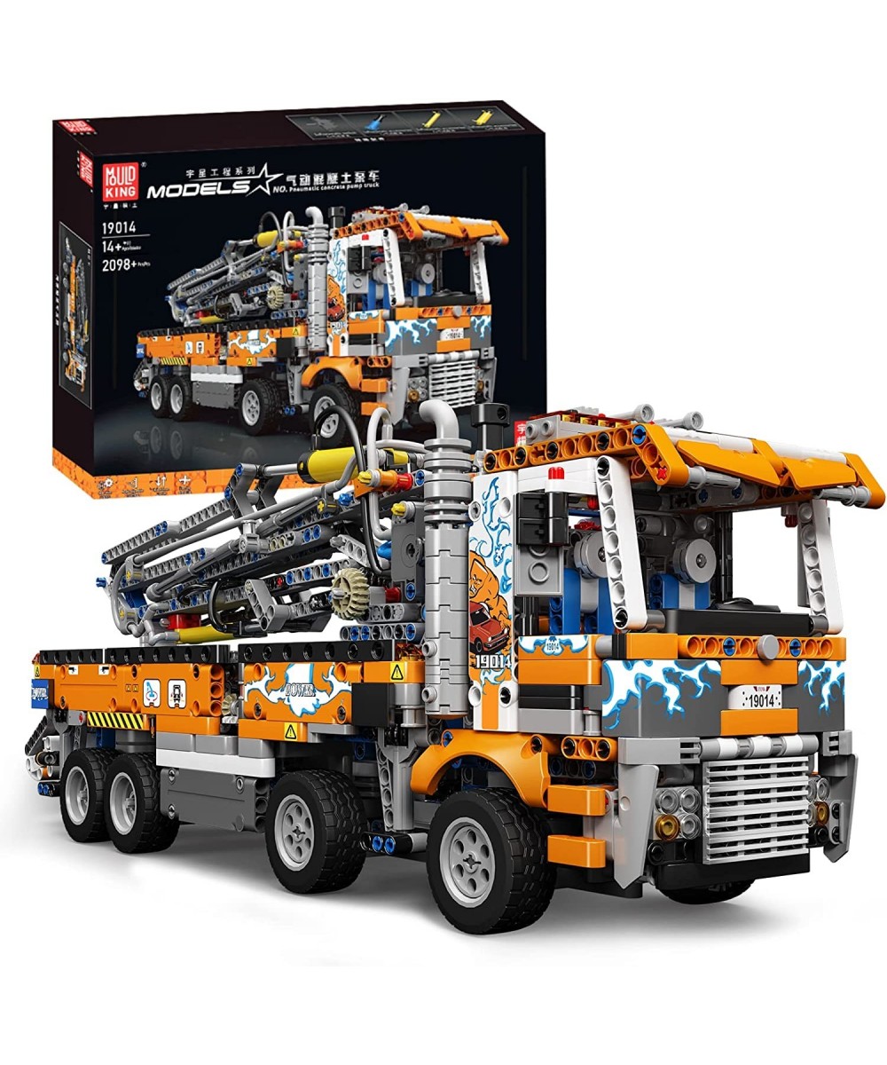 19014 Technology Pneumatic Concrete Pump Truck Building Kit Multicolor Engineering Telescopic Crane Toys with Pneumatic 2106 ...