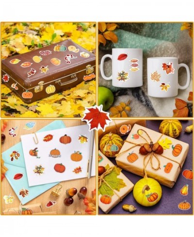 100PCS Fall Stickers Pumpkin Maple Leaf Labels Stickers Waterproof Thanksgiving Stickers for Kids Autumn Fall Stickers for Sc...