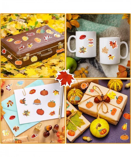 100PCS Fall Stickers Pumpkin Maple Leaf Labels Stickers Waterproof Thanksgiving Stickers for Kids Autumn Fall Stickers for Sc...