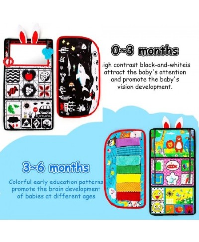 Tummy Time Mirror Toy & Play Activity Cinrkle Mat Black and White High Contrast Baby Newbron Toys 0 3 6 Months Brain Developm...