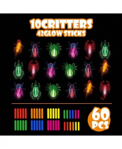 60pcs Halloween Glow Critters Set for Halloween Party Favor 18 Critters Toys and 42 Glow Sticks Glow in The Dark Party Favors...