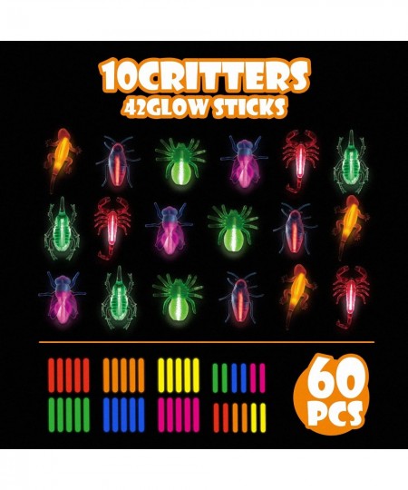 60pcs Halloween Glow Critters Set for Halloween Party Favor 18 Critters Toys and 42 Glow Sticks Glow in The Dark Party Favors...