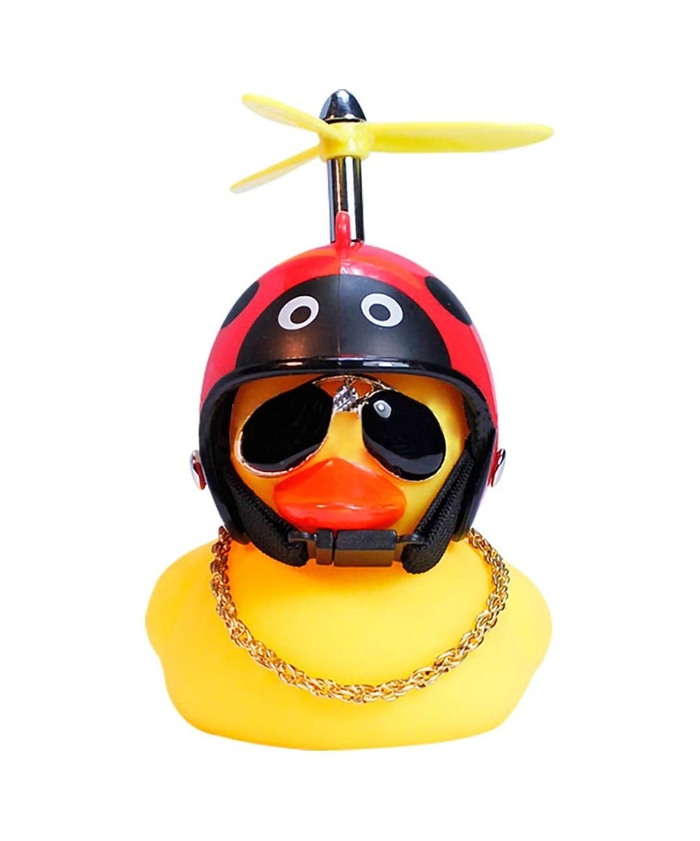 Rubber Duck Toy Car Ornaments Yellow Duck Car Dashboard Decorations Cool Glasses Duck with Propeller Helmet $16.34 - Gags & P...