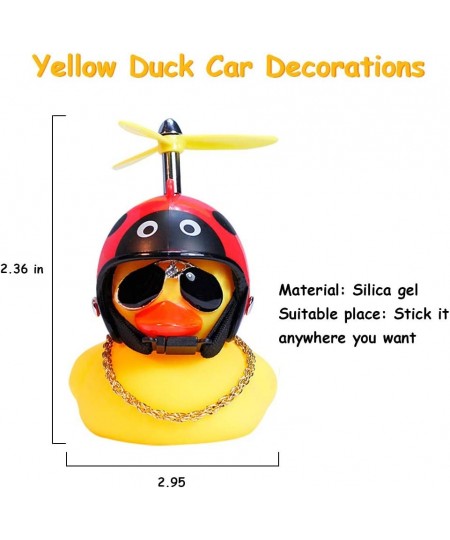 Rubber Duck Toy Car Ornaments Yellow Duck Car Dashboard Decorations Cool Glasses Duck with Propeller Helmet $16.34 - Gags & P...