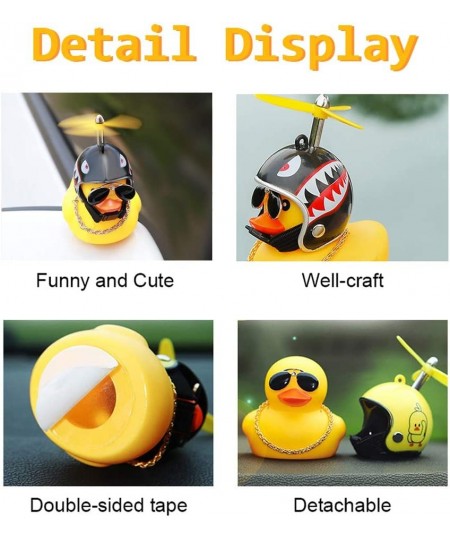 Rubber Duck Toy Car Ornaments Yellow Duck Car Dashboard Decorations Cool Glasses Duck with Propeller Helmet $16.34 - Gags & P...