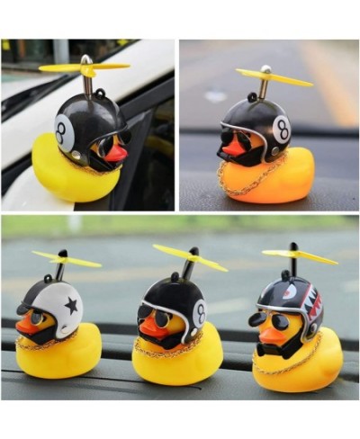 Rubber Duck Toy Car Ornaments Yellow Duck Car Dashboard Decorations Cool Glasses Duck with Propeller Helmet $16.34 - Gags & P...