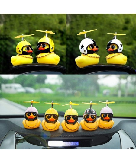 Rubber Duck Toy Car Ornaments Yellow Duck Car Dashboard Decorations Cool Glasses Duck with Propeller Helmet $16.34 - Gags & P...