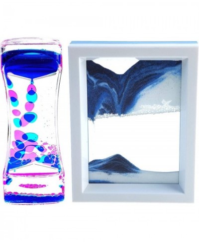 Liquid Motion Bubbler Timer and Moving Sand Art Picture 2 Pack Colorful Hourglass Liquid Bubbler Art Toys Activity Calm Relax...