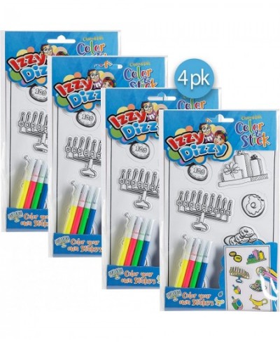 Hanukkah Color and Stick - 4 Pack - Color Your Own Stickers - Includes 4 Markers - Hanukah Arts and Crafts - Gifts and Games ...