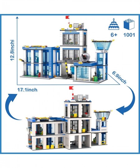 City Police Station Building Blocks Sets City Police Prison Kits with Police Car Helicopter Motorcycle Trailer and Drone Toy ...