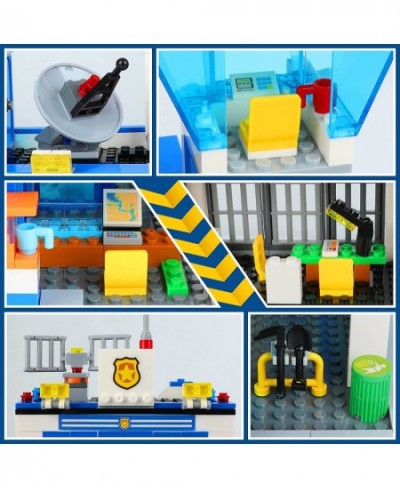 City Police Station Building Blocks Sets City Police Prison Kits with Police Car Helicopter Motorcycle Trailer and Drone Toy ...