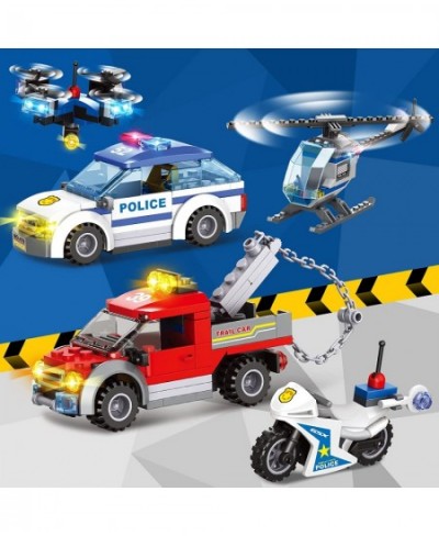 City Police Station Building Blocks Sets City Police Prison Kits with Police Car Helicopter Motorcycle Trailer and Drone Toy ...