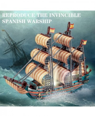 3D Puzzle San Felipe Invincible Battleship LED Model Ship Kit for Adults to Build Difficult Watercraft Family Puzzle Exquisit...