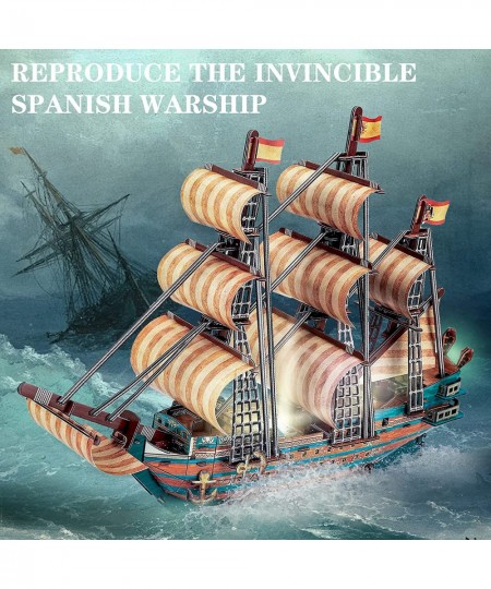 3D Puzzle San Felipe Invincible Battleship LED Model Ship Kit for Adults to Build Difficult Watercraft Family Puzzle Exquisit...