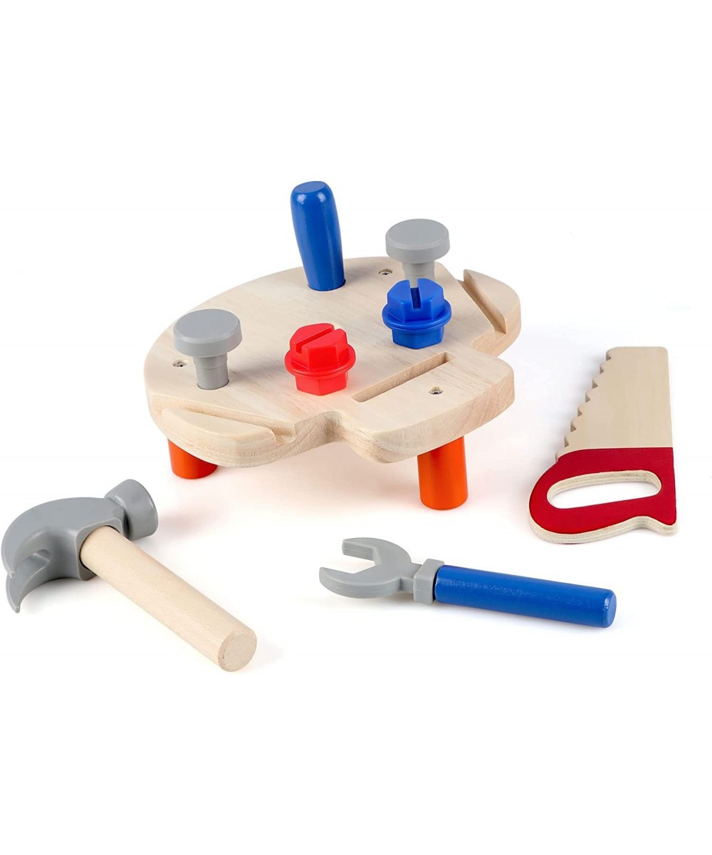 Wooden Tool Kit for Kids 9 Pieces Kids Tool Set Wooden Tool Bench Toy Pretend Play Construction Tool Accessories with a Tool ...