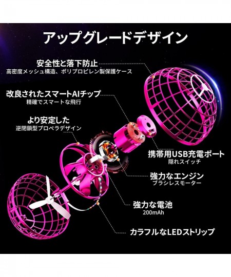 Flying Orb Ball Toys 2022 Upgraded Magic Hand Controlled Mini Drone Soaring Hover Pro LED Light Boomerang Fly Spinner Globe S...