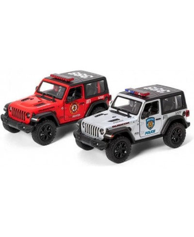 Jeep Wrangler Fire & Police Edition 5" 1:34 Scale Die Cast Metal Model Toy Car (SetOf2) $25.55 - Kids' Play Trucks