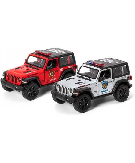 Jeep Wrangler Fire & Police Edition 5" 1:34 Scale Die Cast Metal Model Toy Car (SetOf2) $25.55 - Kids' Play Trucks