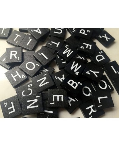 Wood Scrabble Tiles Set 100 Tiles ~ Game Replacement Scrapbooking Crafts Messages Etc. (200 Black (2 Packages of 100 Letters)...