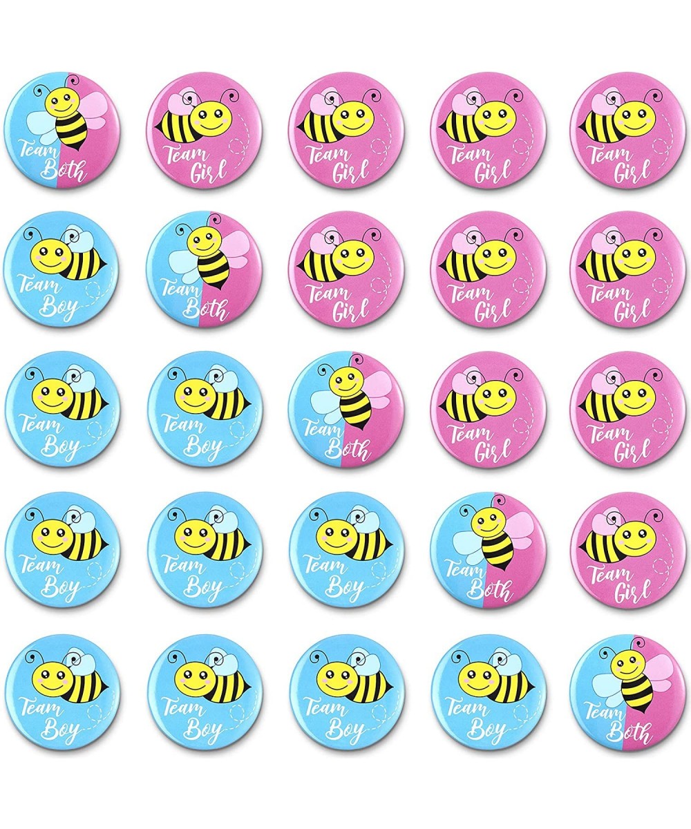 50 Pieces Bee Gender Reveal Button Pins Team Boy Girl or Both Buttons Pins Badges kit Bee Theme Gender Reveal Party Favors in...