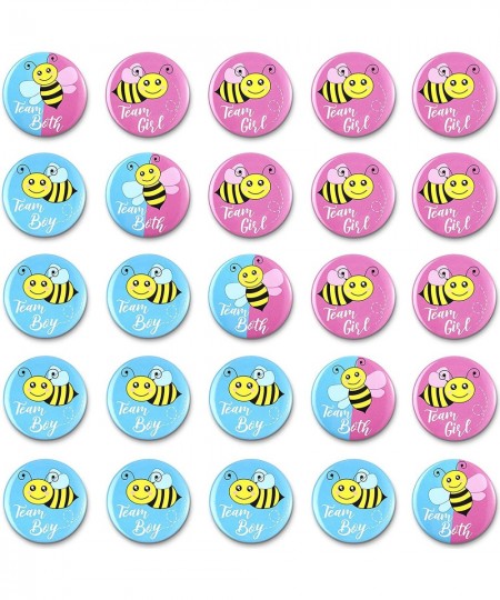 50 Pieces Bee Gender Reveal Button Pins Team Boy Girl or Both Buttons Pins Badges kit Bee Theme Gender Reveal Party Favors in...