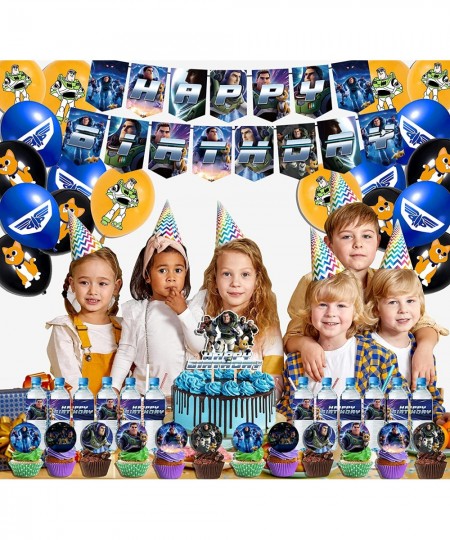 Buzz Light Year Party Supplies Buzz Birthday Decorations Buzz Themed Party For Kids Serves Cupcake Toppers Party Banner Latex...