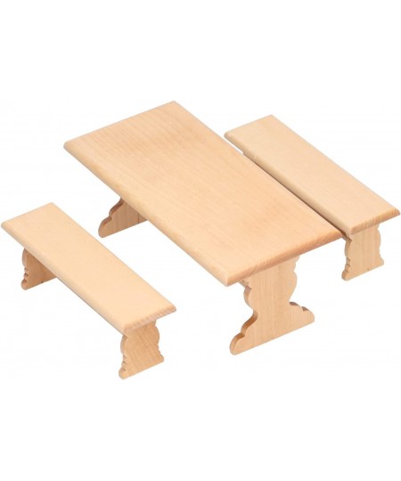 Dollhouse Wooden Table 1:12 Doll House Mini Log Color Furniture Model Restaurant Long Table Bench(Wood Color) $34.93 - Dollho...