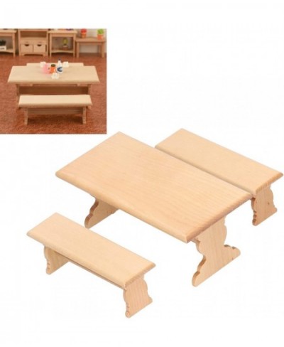 Dollhouse Wooden Table 1:12 Doll House Mini Log Color Furniture Model Restaurant Long Table Bench(Wood Color) $34.93 - Dollho...