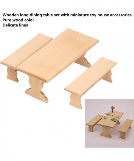 Dollhouse Wooden Table 1:12 Doll House Mini Log Color Furniture Model Restaurant Long Table Bench(Wood Color) $34.93 - Dollho...