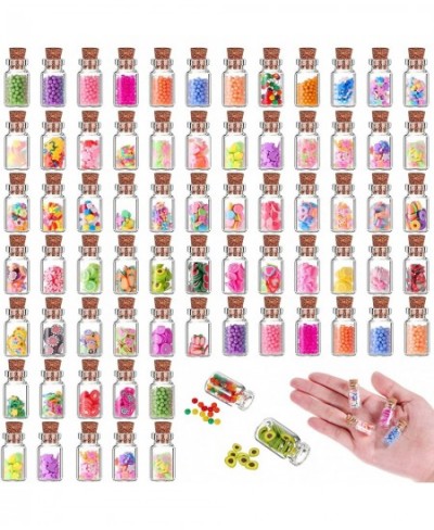 70 Pieces Cute Miniature Dollhouse Food Jar Glass Bottle 1:12 Pretend Play Doll House Kitchen Decoration 1:6 Fruit Candy Snac...