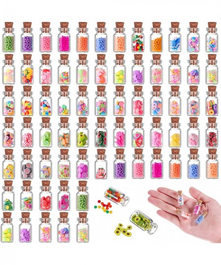 70 Pieces Cute Miniature Dollhouse Food Jar Glass Bottle 1:12 Pretend Play Doll House Kitchen Decoration 1:6 Fruit Candy Snac...