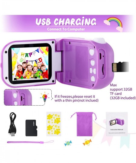 Kids Video Camera Girls Toys - Kids Camera Toddler Camcorder Christmas Birthday Gifts for Children 3-10 Years Old Kids Digita...