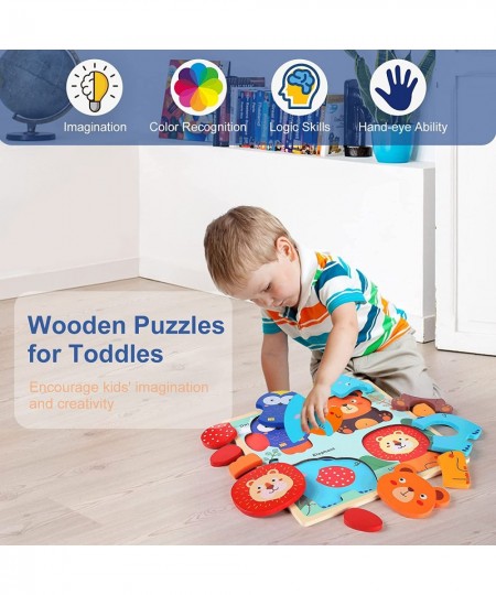 Toddler Puzzles Wooden Animals Jigsaw Puzzle Toys for Age 1 2 3 4 Year Old Toddlers Kids Educational Preschool Montessori Toy...