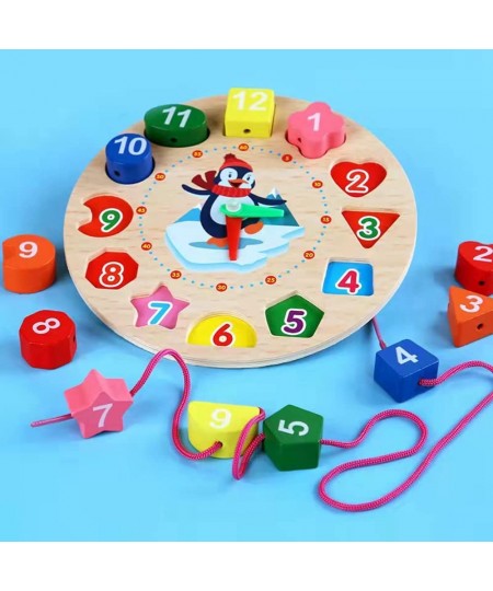 Early Learning Centre Wooden Teaching Clock Pre-School Educational Toys Wooden Shape Color Sorting Clock Teaching Time Number...