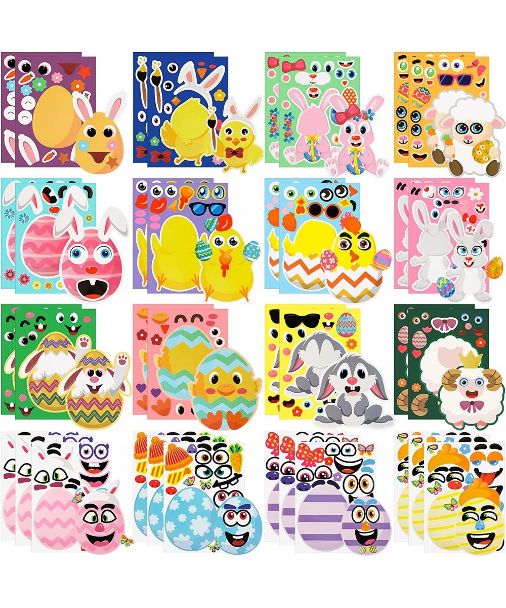 36 Pcs Easter Stickers for Kids Make Your Own Stickers Bunny Egg Sheep Chick DIY Make a Face Easter Party Stickers Sheets for...