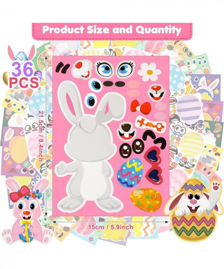 36 Pcs Easter Stickers for Kids Make Your Own Stickers Bunny Egg Sheep Chick DIY Make a Face Easter Party Stickers Sheets for...